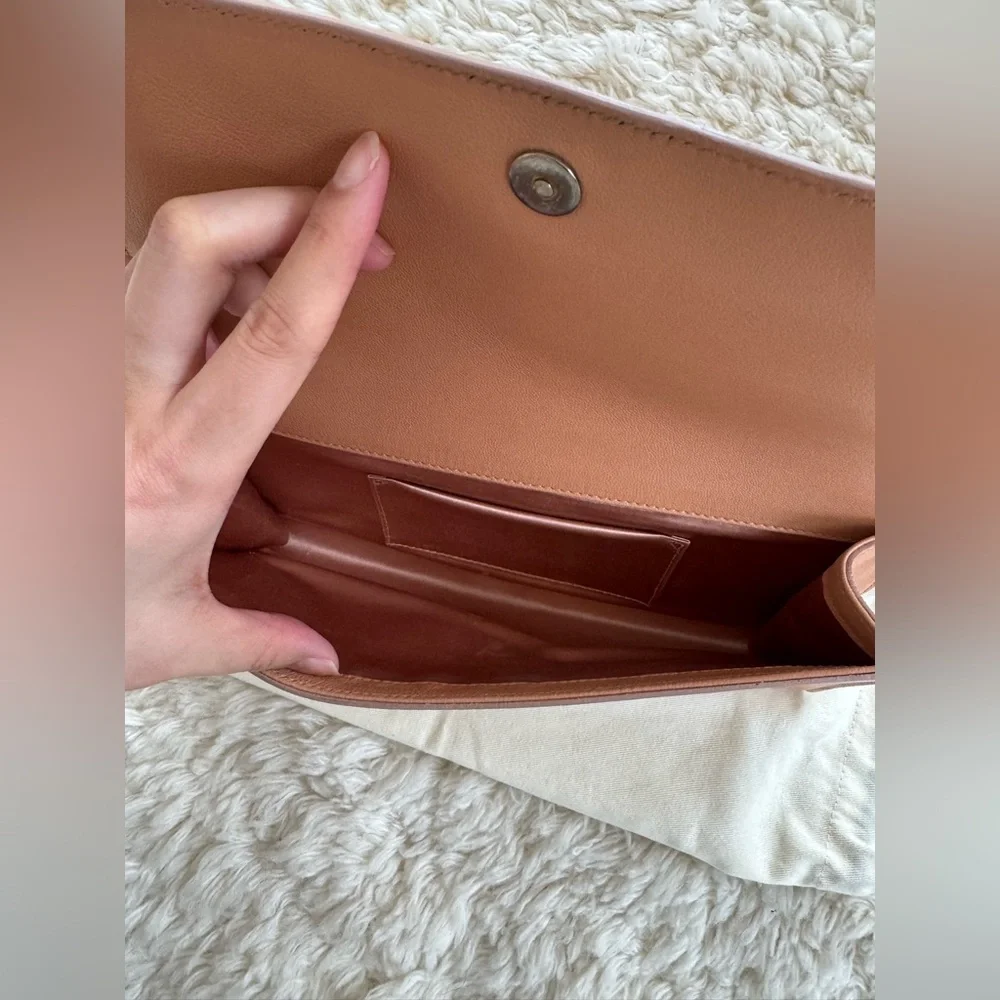Saint Laurent Brown Leather Clutch with Embossed YSL - Picture 5 of 5